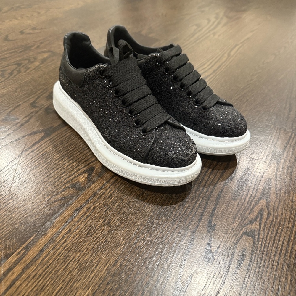 Alexander McQueen Black Glitter Women’s Sneakers Size 37 - Picture 10 of 16